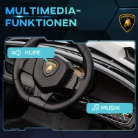 HOMCOM Elektro Kinderauto, lizenzierter Lamborghini Veneno, 3-7 km/h, Flügeltüren, Musikplayer, Fernsteuerung, Schwarz(m-6)