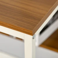 HOMCOM Escritorio con Estantería Mesa de Ordenador Escritorio de Oficina con Múltiples Estantes 140x50x110 cm Nogal y Blanco(m-6)