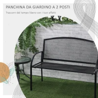 Outsunny Panchina da Giardino 2 Posti in Acciaio con Braccioli, 110.5x53.5x89cm, Grigio(m-4)