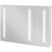 kleankin Armario con Espejo de Baño con 3 Puertas Estantes Ajustables Interruptor Táctil y USB 90x15x70 cm Blanco Brillante
