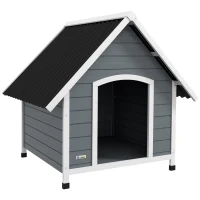 PawHut Outdoor Dog Kennel, Wooden Dog House, with Removable Floor, Anti-Corrosion Wood, for Large Dogs, 106.5H x 110W x 98Dcm(m-1)