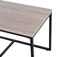 HOMCOM Lot de 3 tables basses gigognes design industriel encastrable dim. grande table 90L x 45l x 50H cm métal noir MDF chêne clair(m-7)