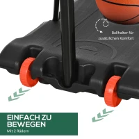 SPORTNOW Outdoor-Basketballkorb, 178-208 cm Verstellbare Korbhöhe, Basketballständer mit Rollen, für Jugendliche, Rot(m-6)