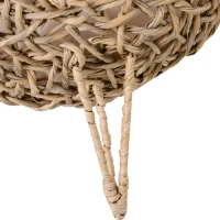 PawHut Cama Cueva de Ratán para Gatos o Mascotas Pequeña con Base Trípode Cojín de Felpa y Algodón Suave Diseño Elevado Estable Φ52x58 cm Madera Natural(m-9)