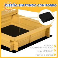 Outsunny Arenero para Niños Veranda de Madera con Techo y Ruedas Juego para Niños de 3-8 Años para Jardín 133x129x137,5cm Natural(m-6)