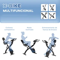 HOMCOM Bicicleta Estática Plegable Regulable en Altura Resistencia Magnética Ajustable Bici Estática con Pantalla LCD y Asiento con Respaldo Sensor de Pulso Carga 120 kg para Casa 105x48x118 cm Negro(m-8)