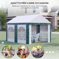 Outsunny Tendone da Giardino 4x3m per 12 Persone con Doppio Ingresso, Bianco e Verde(m-4)