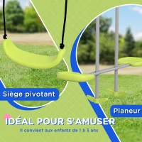 Outsunny Balançoire 2 agrès portique avec 1 balançoire et face à face 255 x 160 x 180 cm charge max. 135 kg vert gris(m-4)