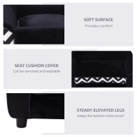 PawHut Dog Sofa Bed for XS-Sized Dogs, Cat Sofa with Soft Cushion, Pet Chair Lounge with Washable Cover, Removable Legs, Wooden Frame - Black(m-6)