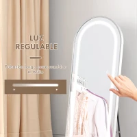 HOMCOM Espejo de Cuerpo Entero con Luces LED 150x40 cm Marco de Aleación de Aluminio Iluminación de 3 Colores Plata(m-5)