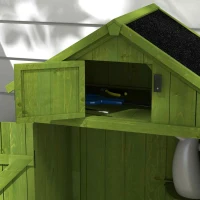 Outsunny Small Shed, Tall Slim Wooden Garden Shed with 3 Removable Shelves and Roof Hatch, Compact Outdoor Tool Storage Cabinet with Asphalt Roof and Door Latch, 77 x 54.2 x 179 cm, Green(m-10)