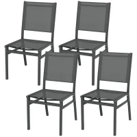 Outsunny Lot de 4 chaises de jardin en aluminium et revêtement maille textilène pour salle à manger extérieur(m-1)