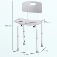 HOMCOM Duschstuhl Badehocker Badestuhl Duschhocker Duschsitz Badhilfe höhenverstellbar (Duschhocker mit Rückenlehne (Grau))(m-3)