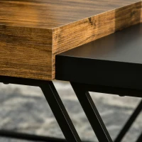 HOMCOM Couchtisch-Set, 2 Beistelltische, Industrial Design, Stahlrahmen, Holz/Schwarz(m-9)