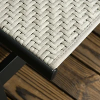 Outsunny Chaise longue bain de soleil en résine tressée imitation rotin avec roues dossier inclinable aluminium noir, gris(m-8)