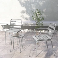 Outsunny 3teiliges Bistro-Set Balkonbistro-Set 2er-Bistroset, klappbar, modernes Desing, 51 x 58 x 78 cm, Hellgrau(m-7)