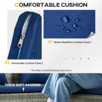 Outsunny 5 Pieces Rattan Garden Furniture Set with Dining Table, Cushions - Dark Blue(m-5)