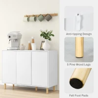 HOMCOM Credenza Moderna con 2 Armadietti a 3 Ripiani in Legno, 107x40x80 cm, Bianco(m-6)