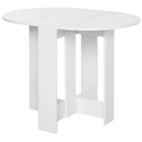 HOMCOM Space-saving Drop Leaf Table, Folding Dining Table for Small Space, Kitchen, Dining Room, White(m-1)