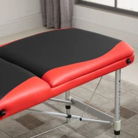 HOMCOM Lettino da Massaggio Pieghevole ad Altezza Regolabile, Lettino Professionale per Massaggi in Alluminio e Plastica, 215x81x61-84 cm, Nero e Rosso(m-9)