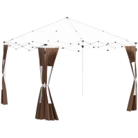 Outsunny Laterales para Carpa de Repuesto de Tela Oxford 2 Paneles de 295x195 cm con 2 Ventanas para Carpas de 6x3 m 3x3 m Marrón(m-11)