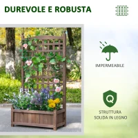 Outsunny Fioriera da Esterno in Legno con Grigliato per Piante Rampicanti, 64x28x120cm, Marrone(m-6)