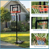 SPORTNOW 2.6-3.1m Adjustable Basketball Hoop and Basketball Stand w/ Backboard and Weighted Base, Portable on Wheels, Black(m-7)
