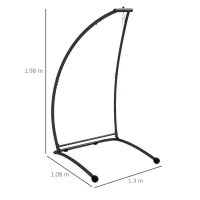Outsunny Hammock Chair Stand, C Shape Hanging Heavy Duty Metal Frame Hammock Stand for Hanging Hammock Air Porch Swing Chair, Indoor & Outdoor Use, Black(m-3)