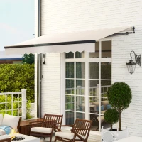 Outsunny 3.5 x 3m Electric/Manual Awning, with Remote - Beige(m-9)