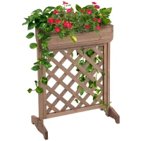 Outsunny Jardinera con Enrejado de Madera Maciza Soporte para Flores Plantas Trepaderas Balcón Patio Jardín al Aire Libre 68x30x85,5 cm Marrón(m-1)