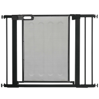 PawHut Barrera de Seguridad para Perros Extensible 75-103cm Barrera Escaleras Puertas con 2 Extensiones Cierre Automático Negro