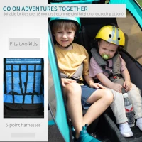 HOMCOM Child Bike Trailer Foldable 2-Seat Baby Transport Carrier with Storage Bag Five-point Safety Harness Hitch Coupler Blue(m-4)