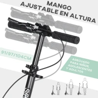 HOMCOM Patinete Plegable para Adultos y Niños de +14 Años Scooter con Manillar Ajustable 91,5x36,5x91-104 cm Verde(m-4)