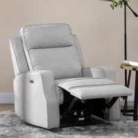 HOMCOM Sillón Relax de Salón Sofá Reclinable con Reclinación hasta 150° Reposabrazos y USB Carga 136 kg 84x92x104 cm Gris(m-8)
