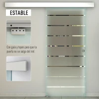 HOMCOM Puerta Corredera Cristal Puerta Corrediza Deslizante de Vidrio Esmerilado a Rayas Puerta Corredera Moderna Riel Alumino 90x205cm para Baño Cocina Dormitorio Oficina(m-4)