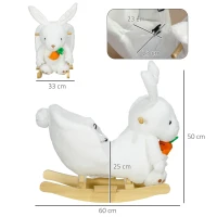 HOMCOM Kids Rabbit-Shaped Rocking Horse, with Safety Belt, Realistic Sounds, for Ages 18-36 Months - White(m-3)