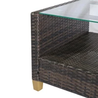 Outsunny Set Mobili da Giardino 4 Pezzi in Rattan PE e Tavolino, Divano e Poltrone Imbottiti Marrone e Beige 124x68x76cm(m-9)