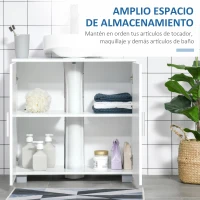 kleankin Mueble para Debajo del Lavabo Armario Baño de Suelo de Madera con 2 Puertas y Estante Ajustable Interior Moderno 60x30x60 cm Blanco(m-5)
