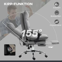 Vinsetto Bürostuhl mit Massagefunktion, Heizfunktion, Fernbedienung, ausfahrbare Fußstütze, neigbar, grau(m-7)