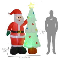 Outsunny 7ft Christmas Inflatable Decoration Santa Claus and Christmas Tree, Blow-Up Outdoor Garden Display for Lawn Garden Party(m-3)