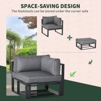 Outsunny Garden Daybed, 6 Piece Outdoor Sectional Sofa Set, Aluminum Patio Conversation Furniture Set with Coffee Table, Footstool and Cushions, Grey(m-5)
