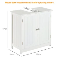 HOMCOM Waschbeckenunterschrank Badschrank mit verstellbarer Ablage Unterschrank mit 2 Türen Badmöbel Waschbecken Badezimmerschrank Siphon-Ausschnitt Landhausstil Weiß L60 x T30 x H60 cm(m-3)