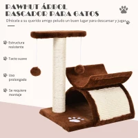 PawHut Árbol Rascador para Gatos Pequeños Torre para Gatos con Poste Giratorio con Bolas de Juego Plataforma 40x30x43 cm Marrón(m-4)