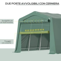 Outsunny Tendone da Giardino per Auto con Ingresso a Cerniera e Picchetti, 600x255-310x255cm, Verde(m-5)