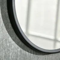 HOMCOM Espejo Decorativo de Pared 30x30 cm Espejo Redondo de Metal con Cinturón para Salón Entrada Estilo Moderno Negro(m-8)