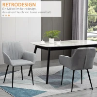 HOMCOM 2er Set Esszimmerstühle Essstühle Polsterstuhl mit atmungsaktivem Leinenbezug Wohnzimmerstuhl Sessel Küchenstuhl mit Rückenlehne Armlehne Leinen Hellgrau 59,5 x 56,5 x 81 cm(m-4)