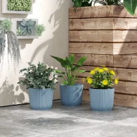 Outsunny Set of Three Ф22cm Planters - Blue(m-7)