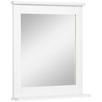 kleankin Wandspiegel mit 1 Regal Modernes Design platzsparend MDF Glas Weiß(m-1)