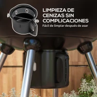 Outsunny Barbacoa Portátil con 2 Ruedas Estantes Plegables Termómetro y Parrilla Metálica para Pícnic Camping 117x68x91 cm Negro(m-7)
