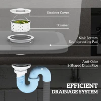 HOMCOM Outdoor Stainless Steel Kitchen Sink, Freestanding Sink Single Bowl with Cold and Hot Water Pipe and Storage Shelves(m-7)